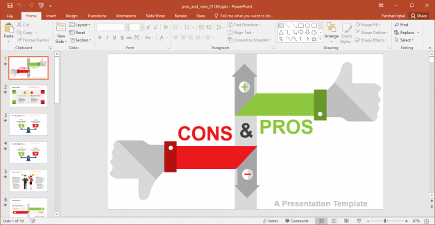 Comparing Pros And Cons PowerPoint Template