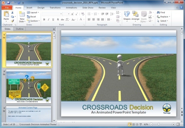 Crossroads Decision PowerPoint Template