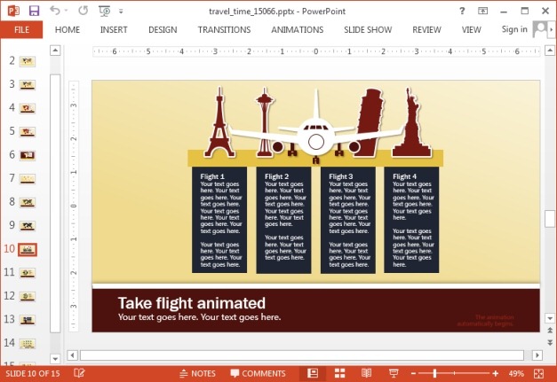 Customizable travel layouts for PowerPoint