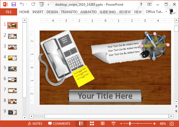 Desktop swipe animated template for PowerPoint