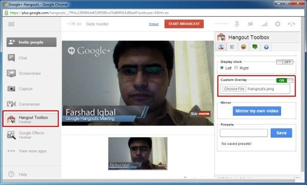 Display Image Overlay With Your Brand Name in Google Hangouts