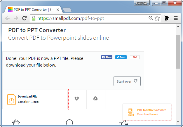 Download converted PDF file as PowerPoint presentation