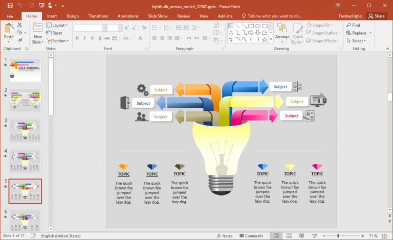 Animated Light Bulb Diagrams PowerPoint Template