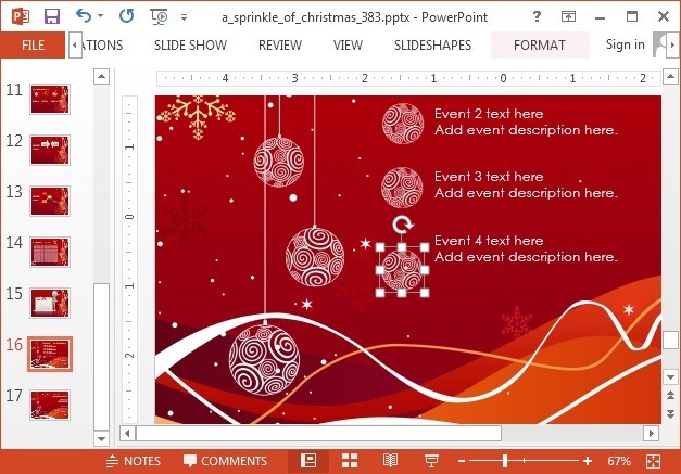 Editable slide objects with Christmas layout