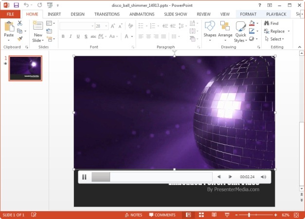 Editing the disco ball PowerPoint template
