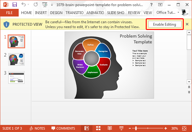 Enable editing from Protected View