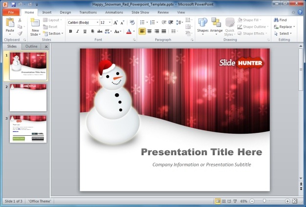 Free Happy Snowman PowerPoint Template