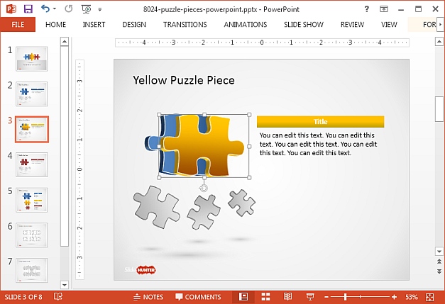 Free puzzle piece shapes template for PowerPoint