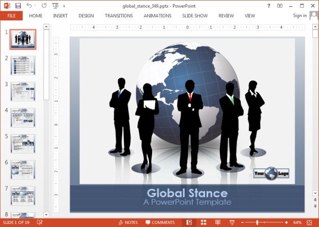 Global stance animated PowerPoint template
