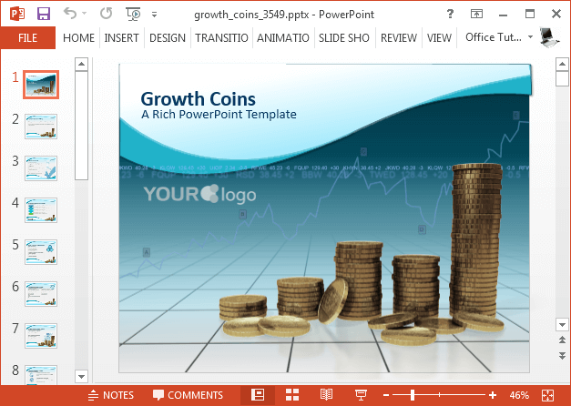 Growth coins PowerPoint template