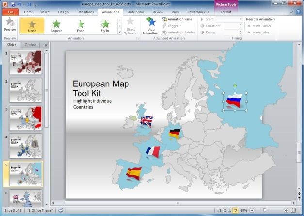 Highlight European Countries in PowerPoint Template