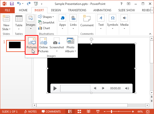 Insert picture in Microsoft PowerPoint 2013
