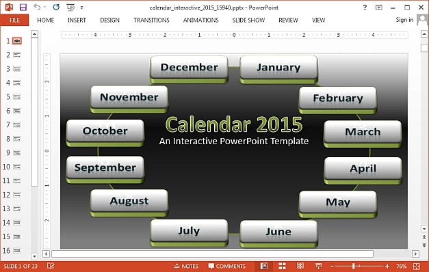 Interactive 2015 calendar template for PowerPoint
