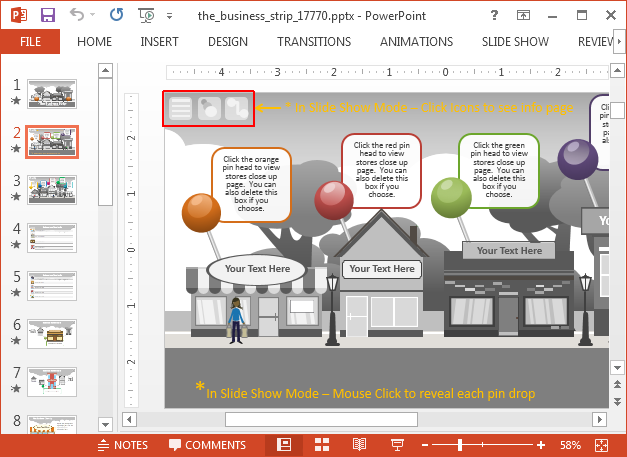 Interactive buttons to switch Powerpoint slides