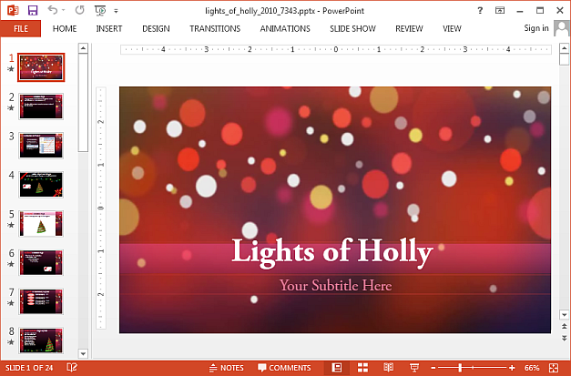 Lights of holly animated PowerPoint template