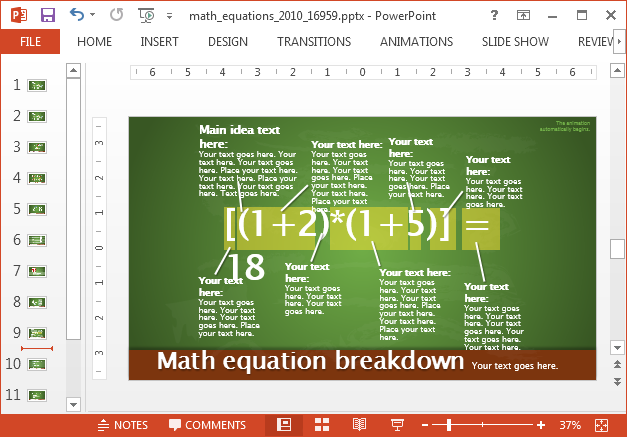 Math equations for PowerPoint
