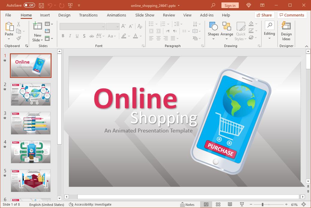 Mobile online shopping powerpoint template