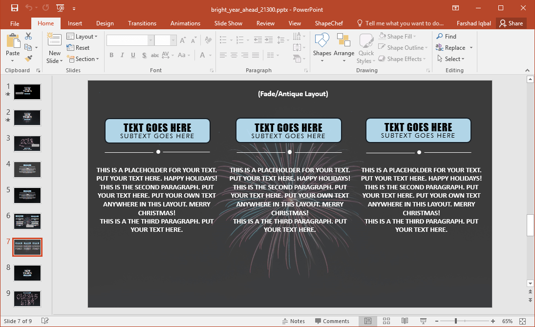 New Year Comparison Slide
