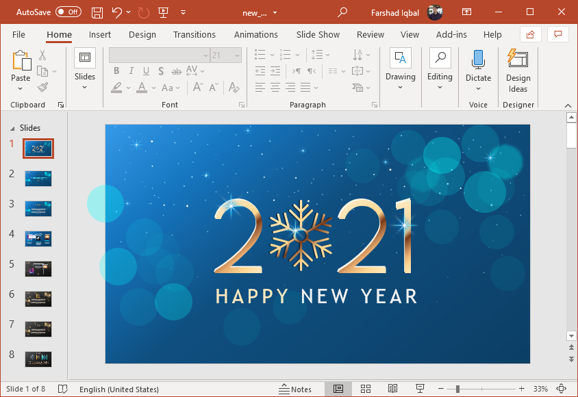 New Years Blues 2021 PowerPoint template