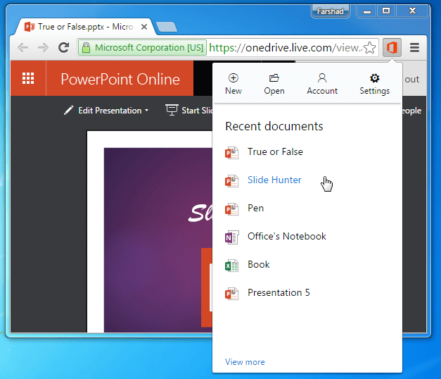 Office Online extension for Chrome