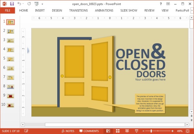 Open and closed doors template for PowerPoint