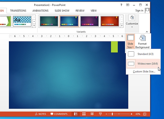 PowerPoint 2013 widescreen support
