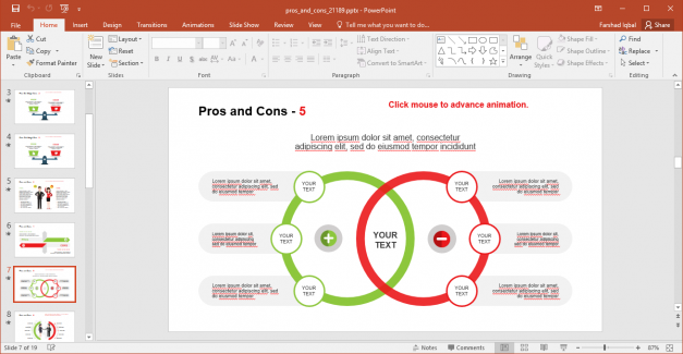 Comparing Pros And Cons PowerPoint Template