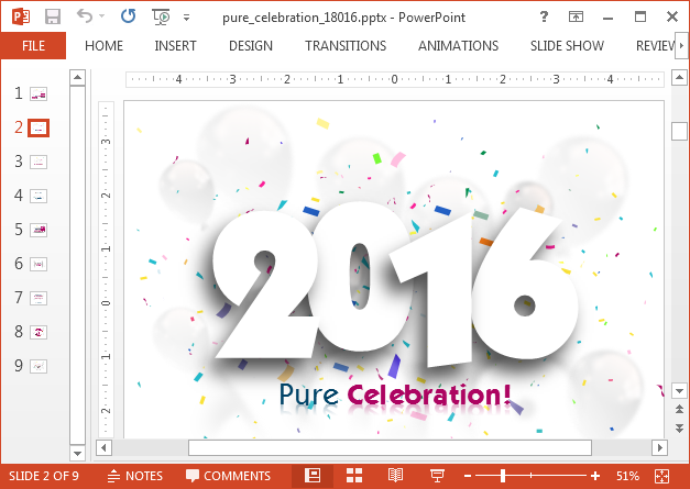 Pure celebrations 2016 PowerPoint template
