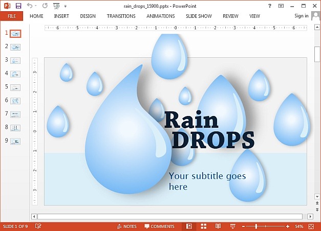 Rain Drops PowerPoint template