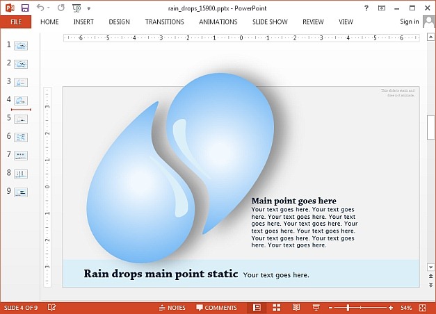 Rain drops template for PowerPoint