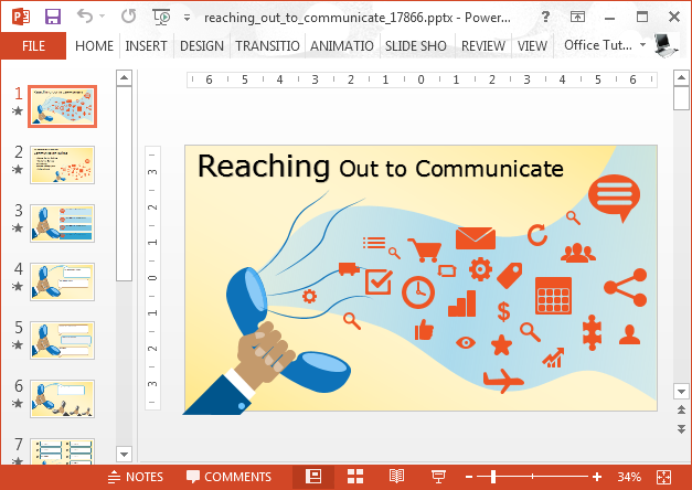 Reaching out to communicate animated template for PowerPoint