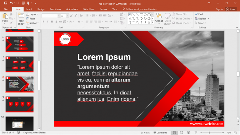 Animated Red Grey PowerPoint Template