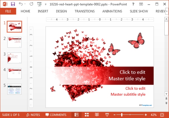 Red heart Powerpoint template