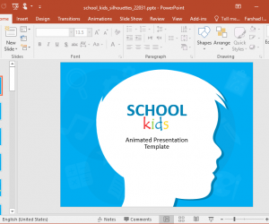 School Kids Silhouettes PowerPoint Template