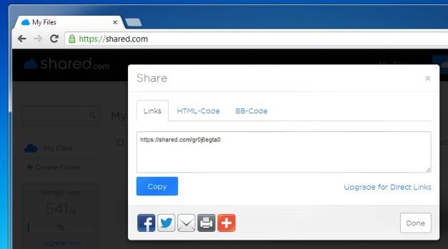 Share Uploaded Files at Shared.com