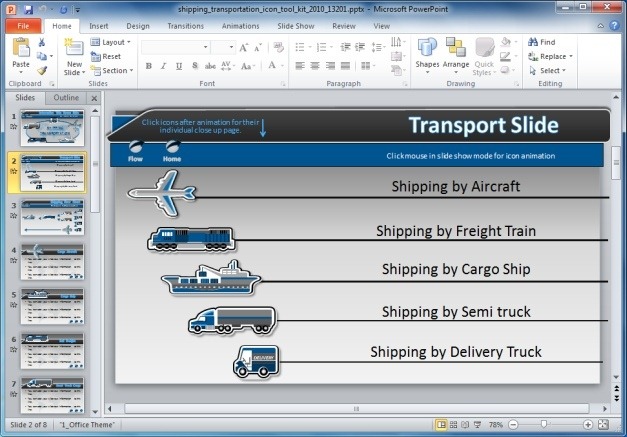 Shipping Transportation Icon PowerPoint Template