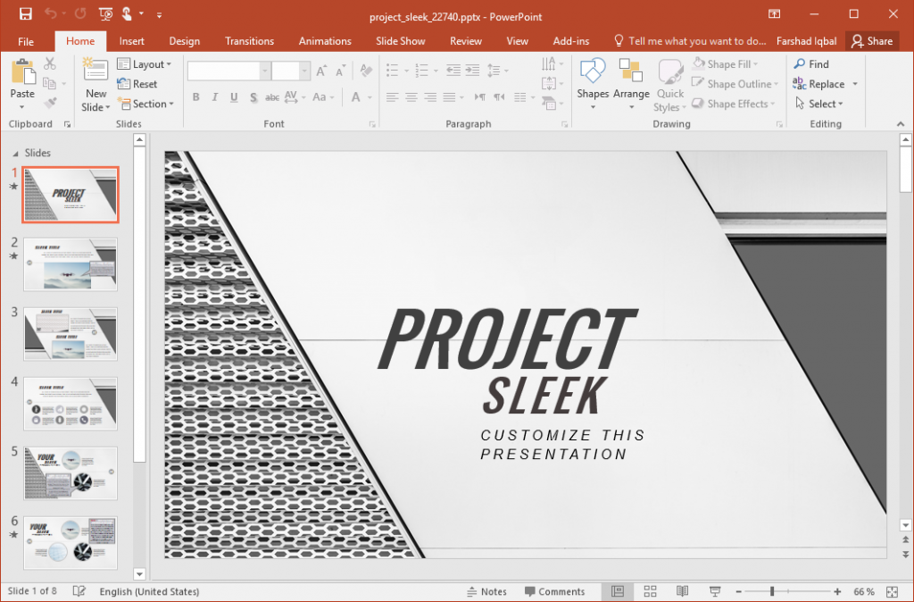 Project Sleek Presentation Template for PowerPoint