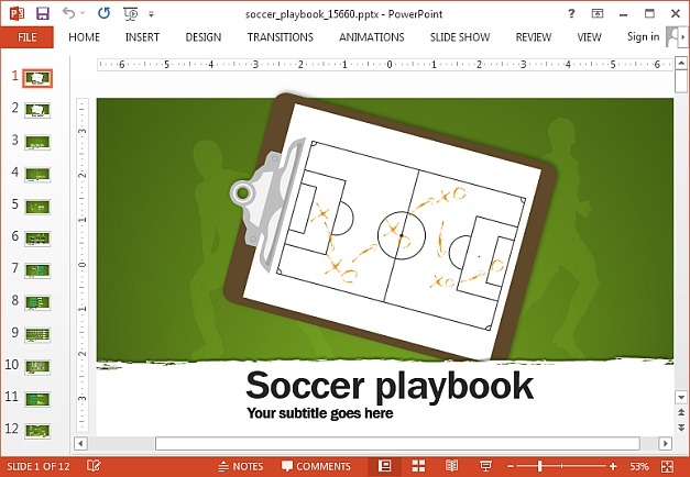 Soccer playbook template for PowerPoint