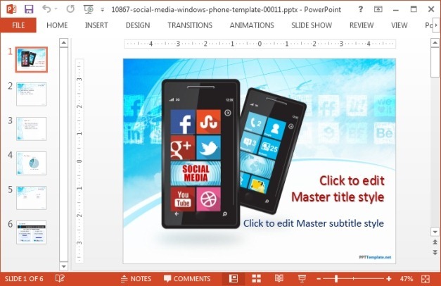 Social media windows phone PowerPoint template