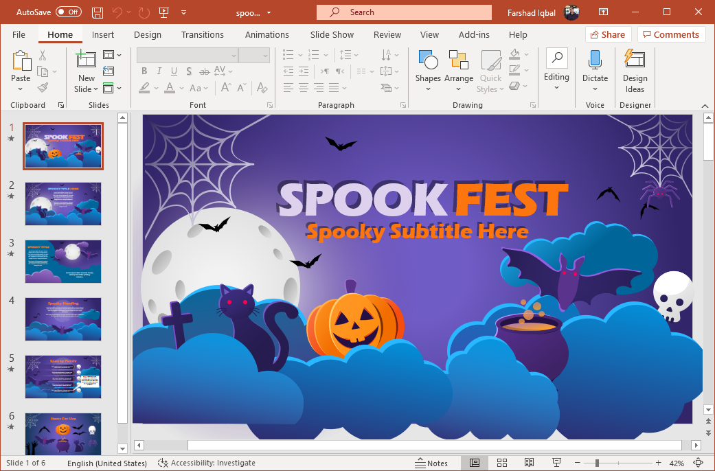 Spookfest autumn Halloween PowerPoint template