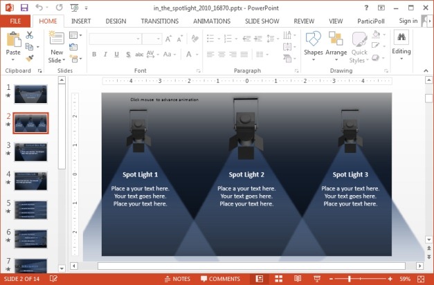 Spotlight slide design