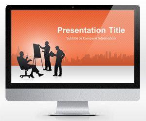 Widescreen Business Conference Orange PowerPoint Template (16:9)