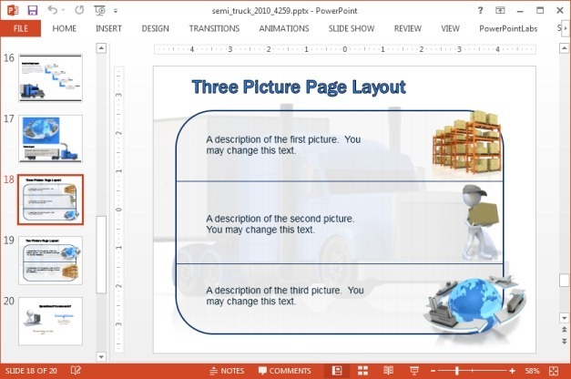 Three picture layout with cargo themed images