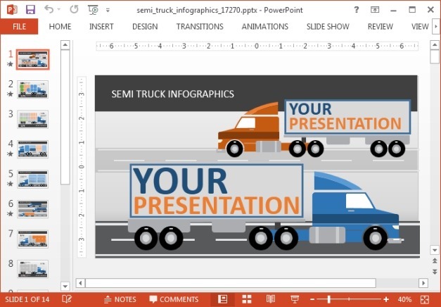 Transport truck powerPoint template
