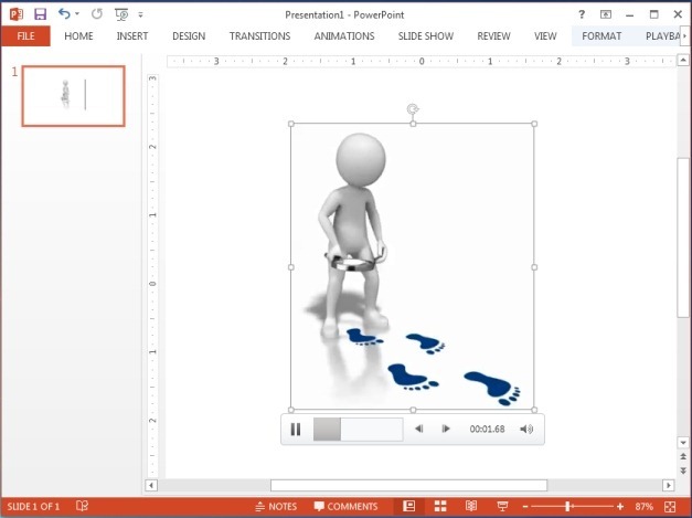 Video animation added to PowerPoint slide
