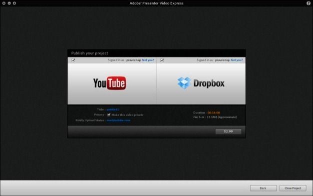 YouTube and Dropbox integration