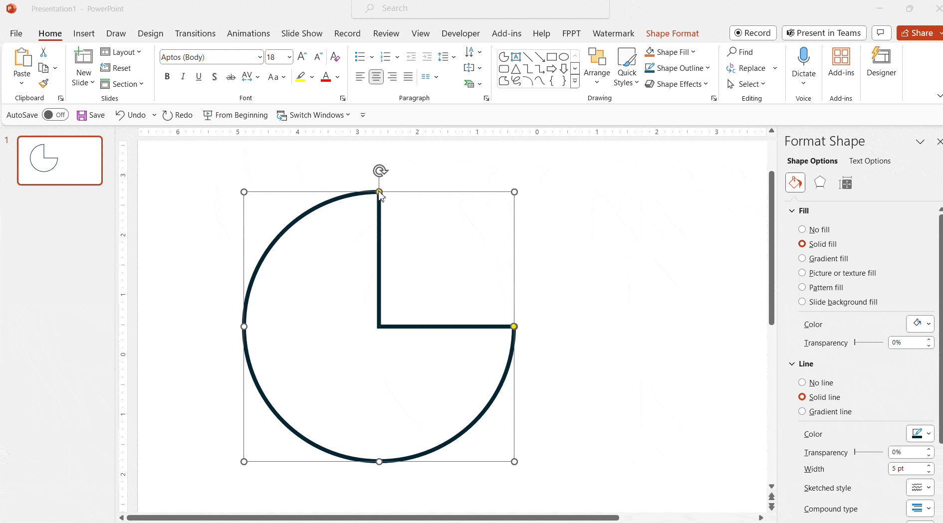 How to Make a Half Circle from a Partial Circle shape in PowerPoint