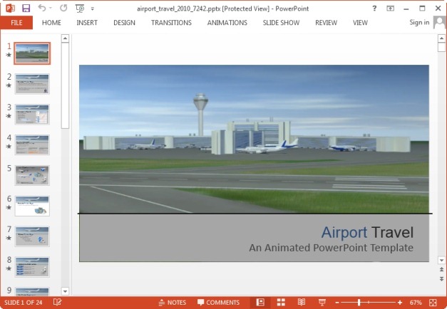 animated airport travel powerpoint template