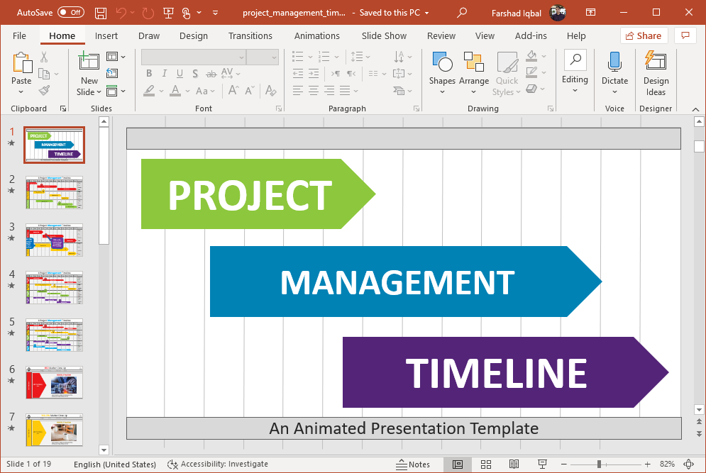 animated project management timeline gantt charts for powerpoint