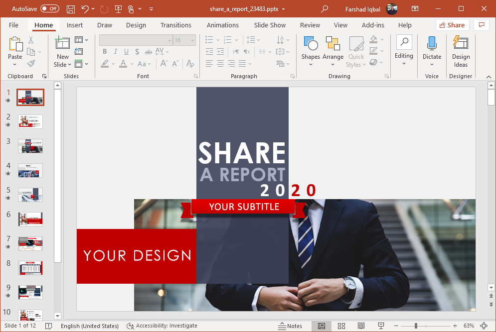 animated share a report powerpoint template